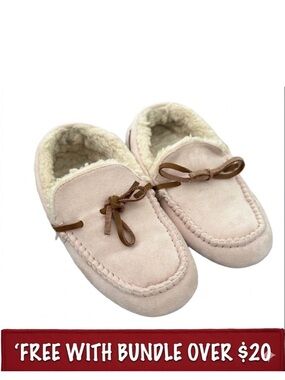 FREE WITH BUNDLE OVER $20 - Cozy Pink Harlow Moccasin Slippers with Bow